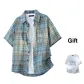 Blue Plaid+White T-Shirt