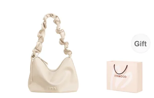 Miao Di Cow Leather Handbag Shoulder Bag Crossbody Bag Women's Vanilla Cream White