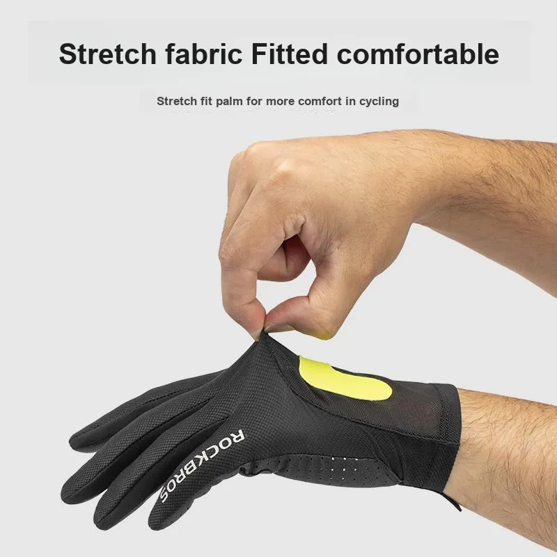 ROCKBROS Riding Equipment Cycling Glove Bicycle Motorcycle Sports Unisex Pu Fabric S/M/L/XL/XXL Black Green-3