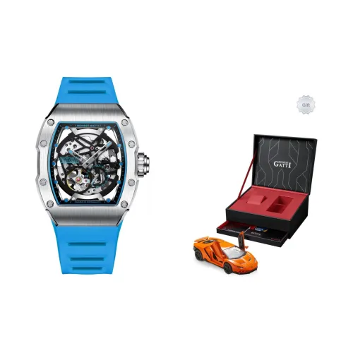 BONEST GATTI Phantom Time Автоматический Механический Механизм Резиновый Ремешок Часы Мужские Часы Череп Циферблат