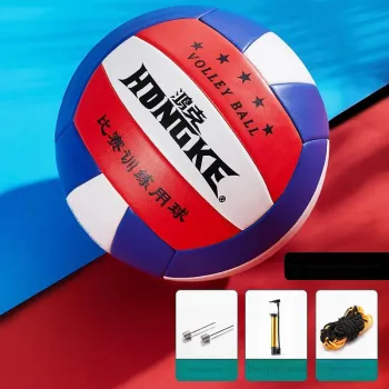HONGKE PU Size 5 Volleyball Unisex Blue Red