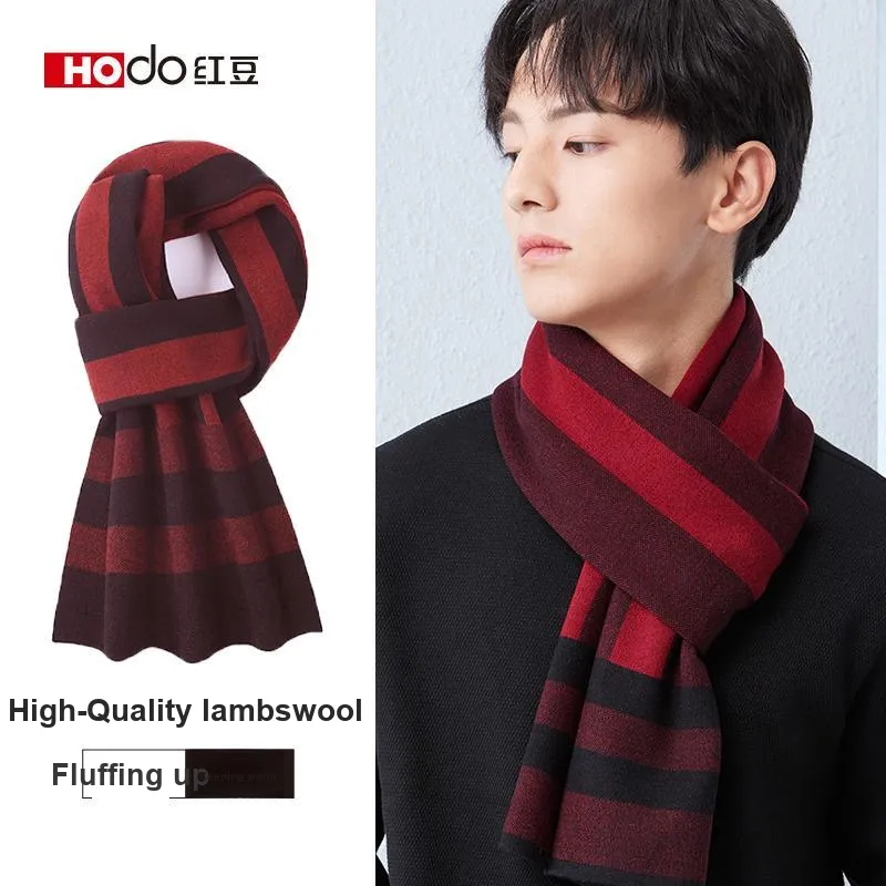 Red Bean Wool Knit Scarves Men's-10