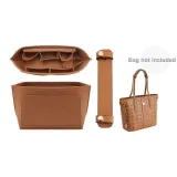 [MCM Trumpets Tote Set]Brown Open Top Felt Liner+Brown Shoulder Strap Pad