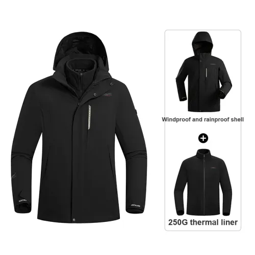 NORTHLAND PROFESSIONAL Waterproof And Windproof Windbreaker Jacket Men's Solid Color 3 in 1 Fleece Liner
