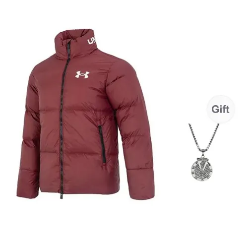 Under Armour Down Jacket Unisex Burgundy Comes With Necklace