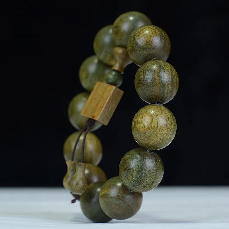 Is Here Green Sandalwood Wooden Bracelets Men's-4
