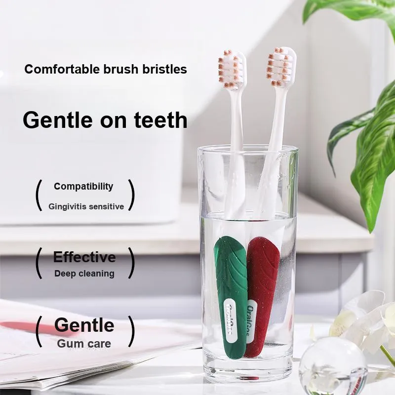 ORALGOS Premium Fashion Manual Toothbrush Improve Yellow Teeth, Freshen Oral, And Remove Teeth Stains Family Pack 5 Pcs-2