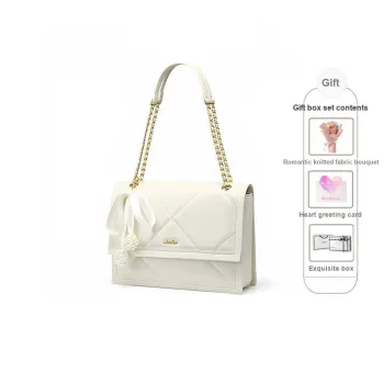 JUST STAR Synthetic Leather Crossbody Bag Shoulder Bag Medium Size Women's White