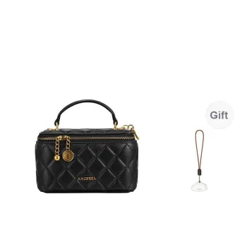 ANDFEEL Sheepskin Portable Chain Box Bag Crossbody Bag Small Size Women's Black