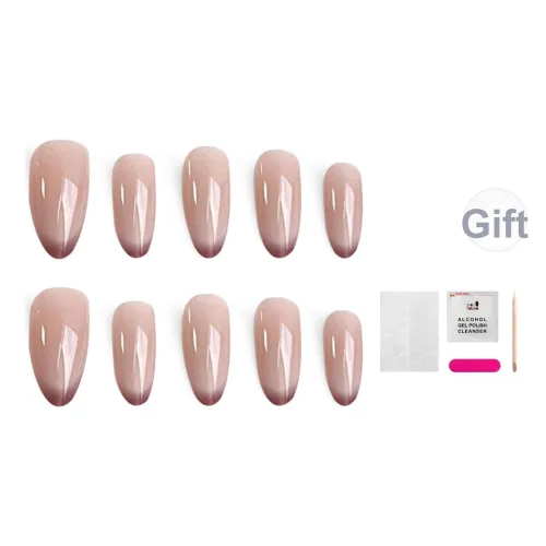 JIABITU Кончик пальца Кофе False Nail Овал MID Длина Телесный Smudge Новый китайский стиль