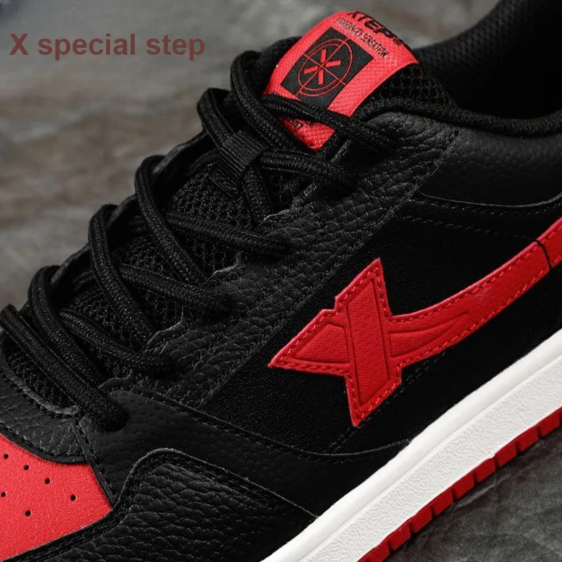 XTEP Waterproof And Wear-resistant Low-Top Skateboard Shoes Men's Black/Exceeding Red-9
