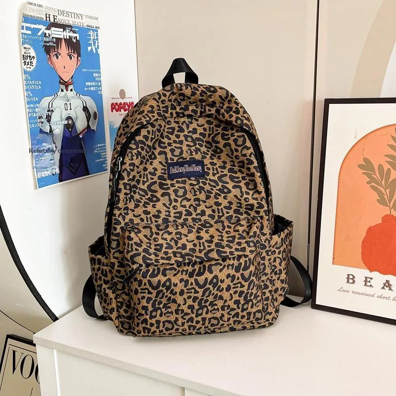 KAMLUI Canvas Bag Backpack Regular Unisex Pink Leopard Print/White Leopard Print/Brown Leopard Print/Blue Leopard Print-18