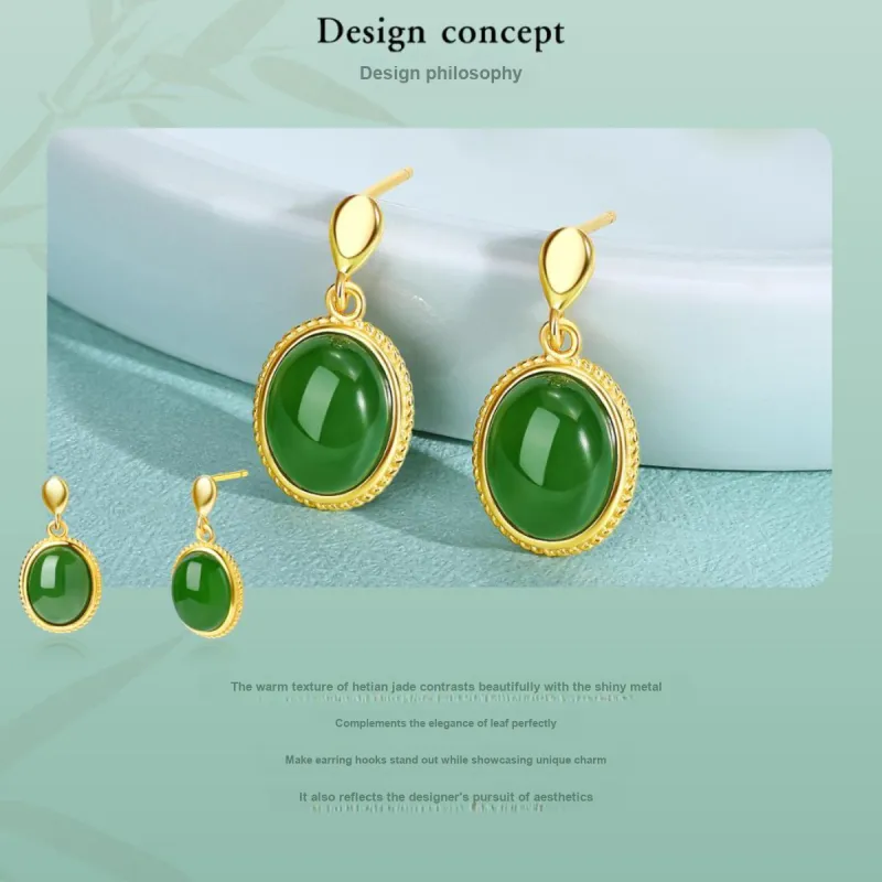 LAOMIAO Hetian Jade Earrings Jasper Women's-2