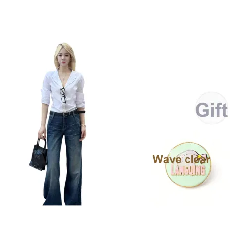 LANGQING Белый Giveaway Бренд Наклеенный Женские Рубашки