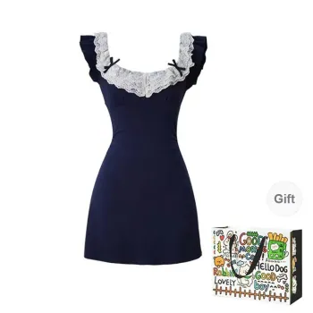 ZVJH Short Sleeved Dress Women's Navy Blue
