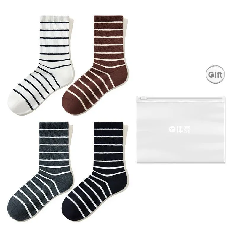 Temooues Mid Calf Socks Women's Shopping Bag Combo Set-0