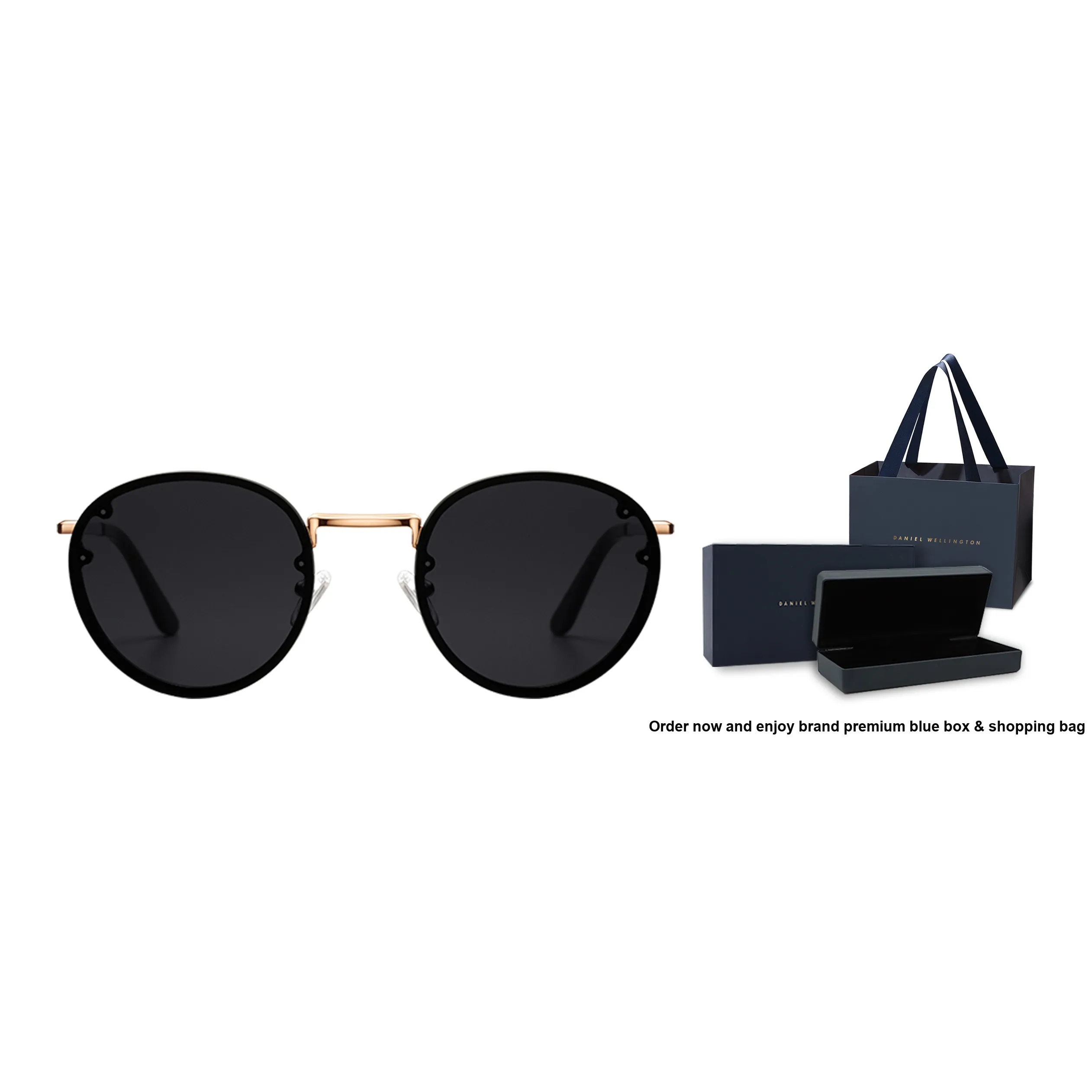 DW/DanielWellington Sunglasses Unisex Black & Rose Gold