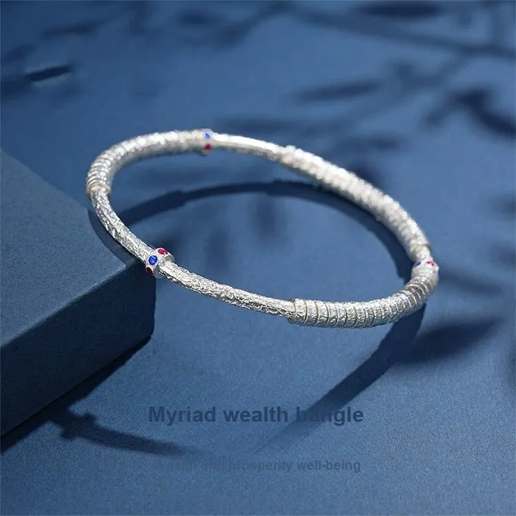CHINA GOLD 999 Fine Silver Bangles Women's-1