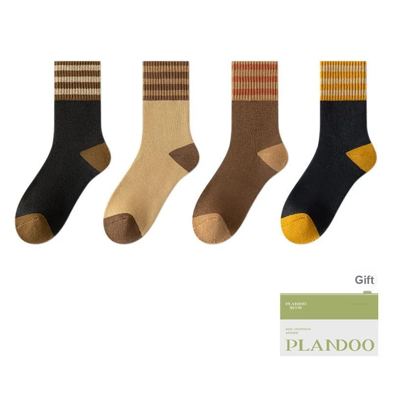 PLANDOO Mid Calf Socks Unisex Box 4 Pack-7