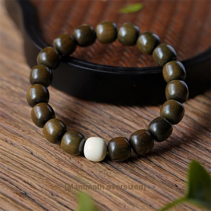 FANGYUANXIAOFU Laoshan Sandalwood Plain Circle Beaded Bracelet Unisex-5