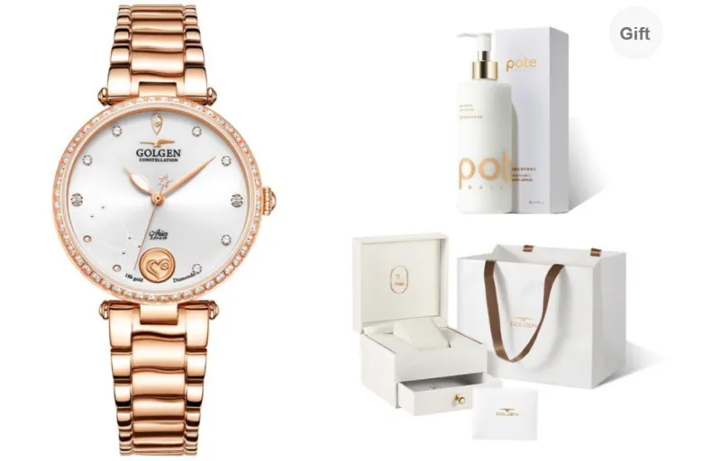 GOLGEN Mechanical Movement Stainless Steel Watchband Watch Women's Watch White Dial-22