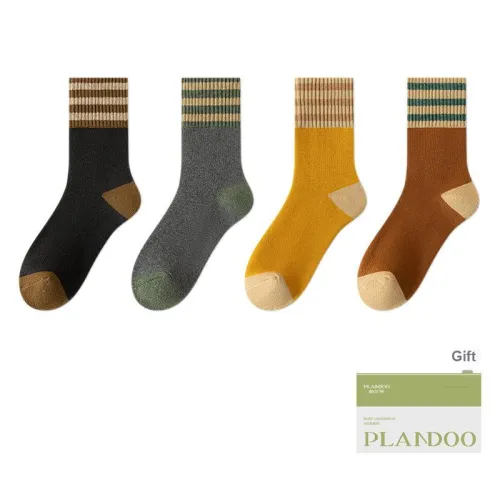 PLANDOO Mid Calf Socks Unisex Box 4 Pack