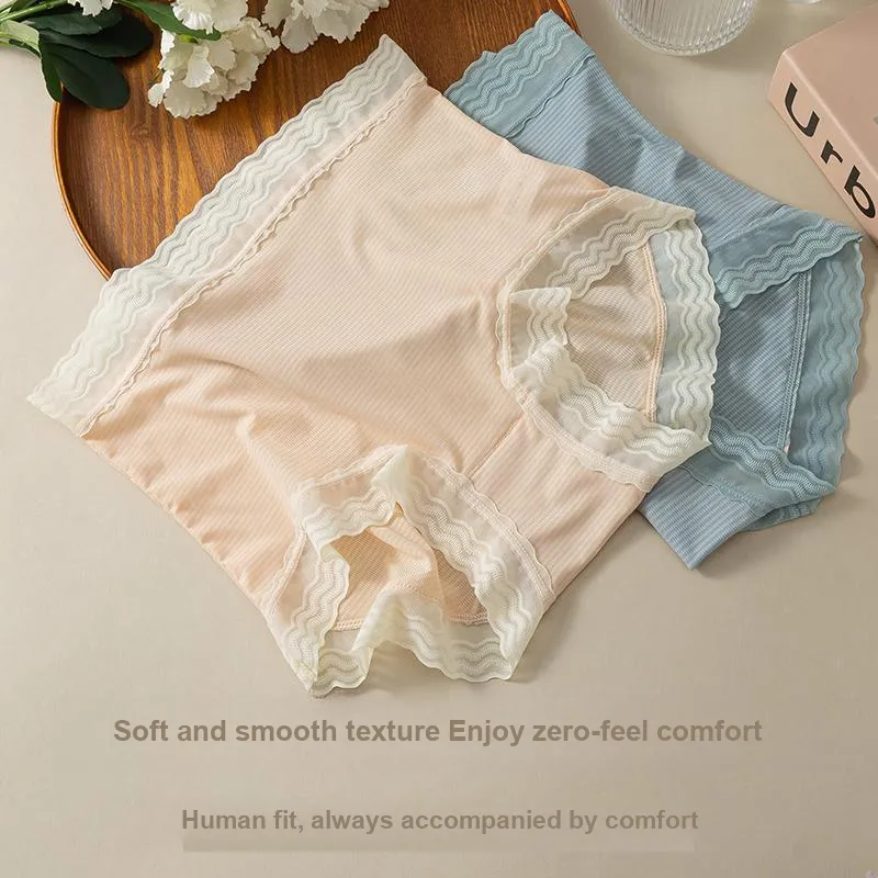 Ordifen Solid Color Lace Trim Panty Women's 4 Pack-4