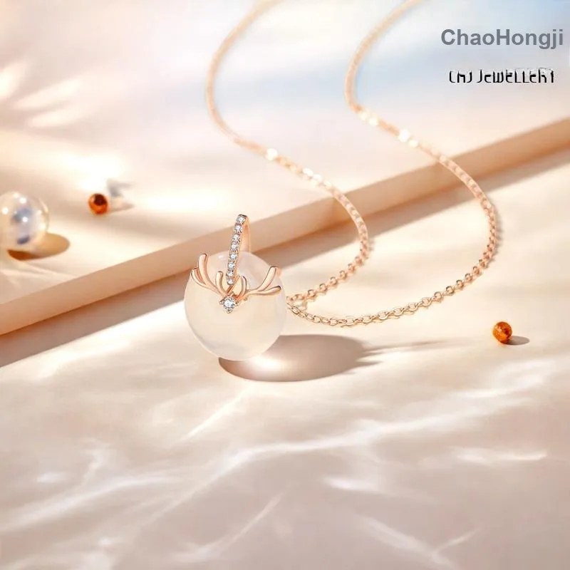 CHAOHONGJI Natural Chalcedony Necklaces Women's-2