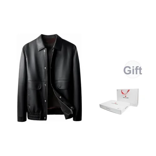 PIERRE CARDIN Кожа Куртка Мужская Черная