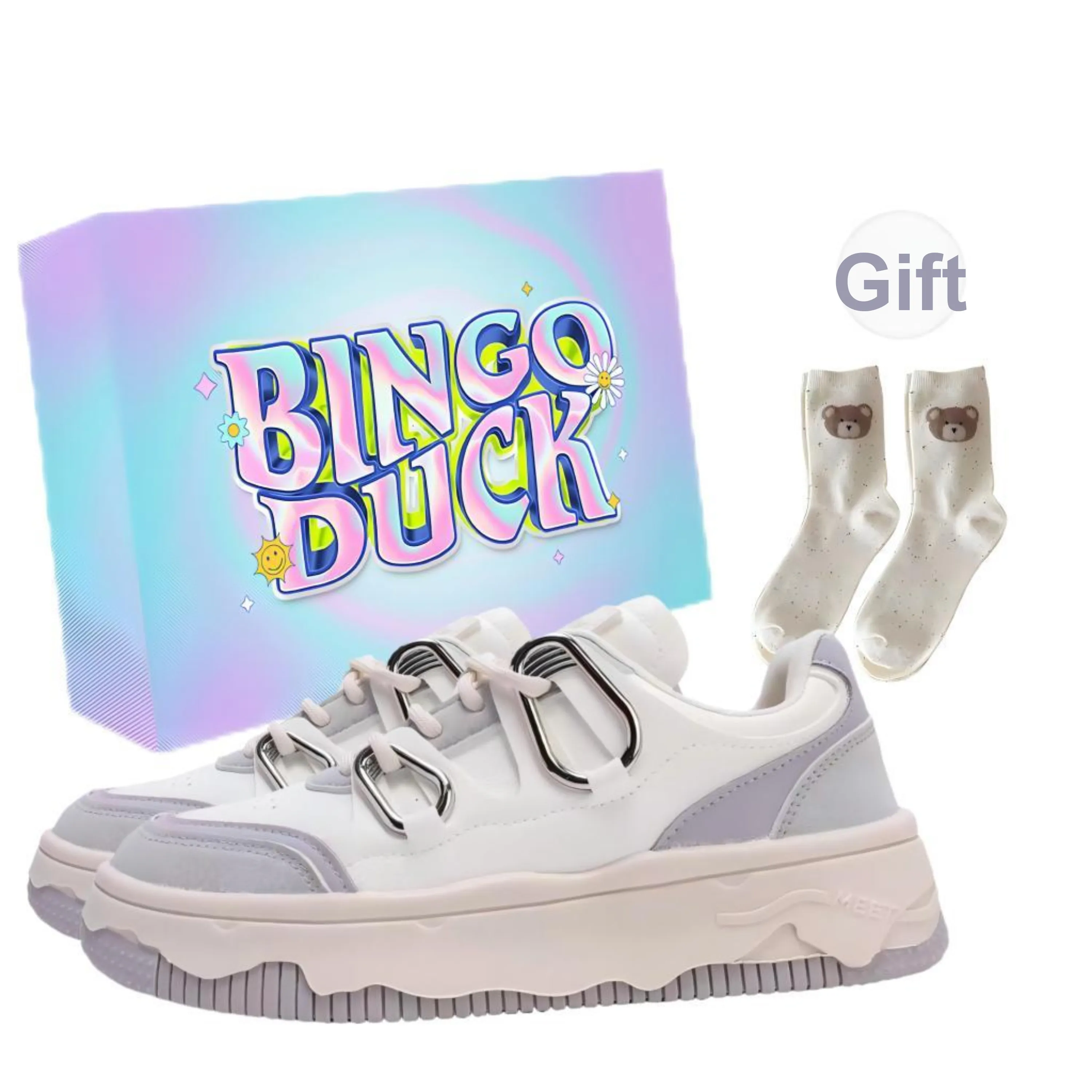 BINGO DUCK Low Top Skateboard Shoes Women's Purple