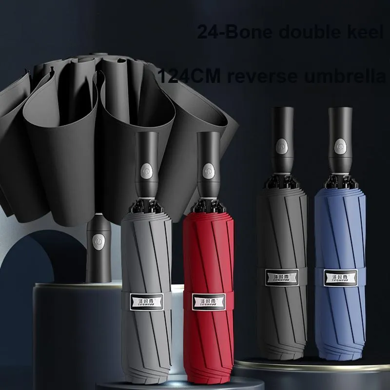 ZESHIYU 24 Rib Reverse Fully Automatic Umbrella With Thickened Reinforcement Suitable For Sunny And Rainy Dual Use-5