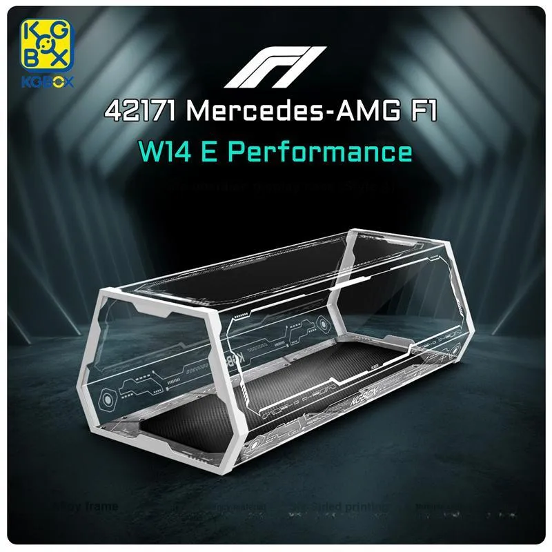 KGBOX Building Block Technic 42171 Mercedes F1 Formula Racing Figure Acrylic Display Case Model Accessories-9