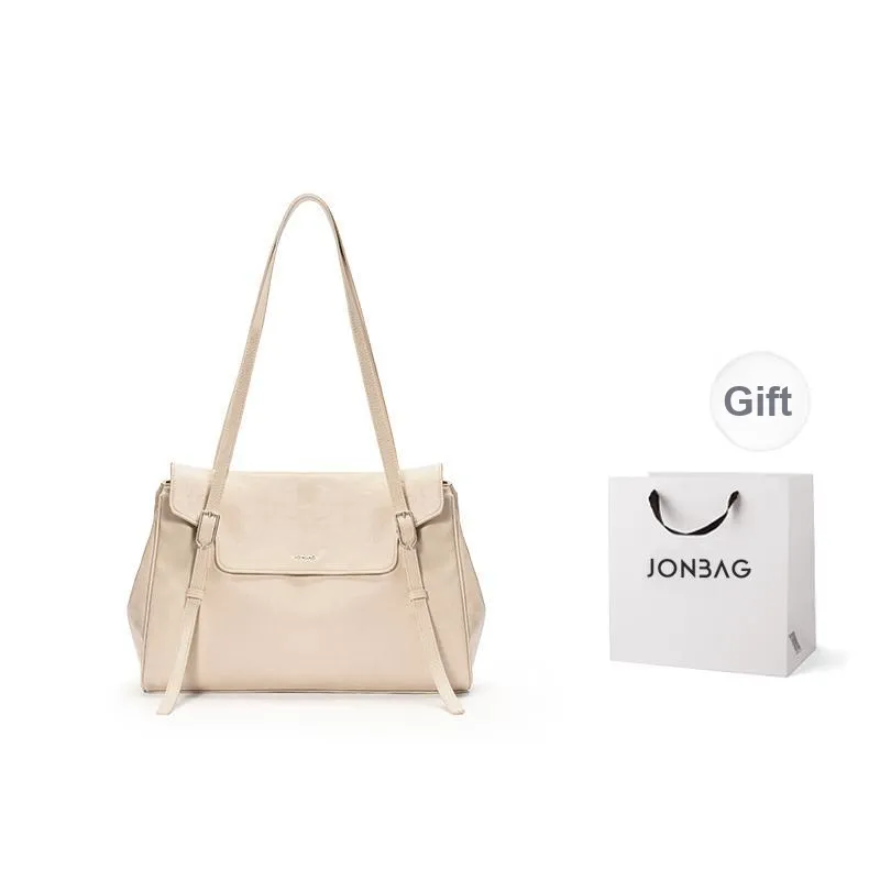 JONBAG PU Tote Versatile Commute Shoulder Bag Large Size Women's Polished Brown-10