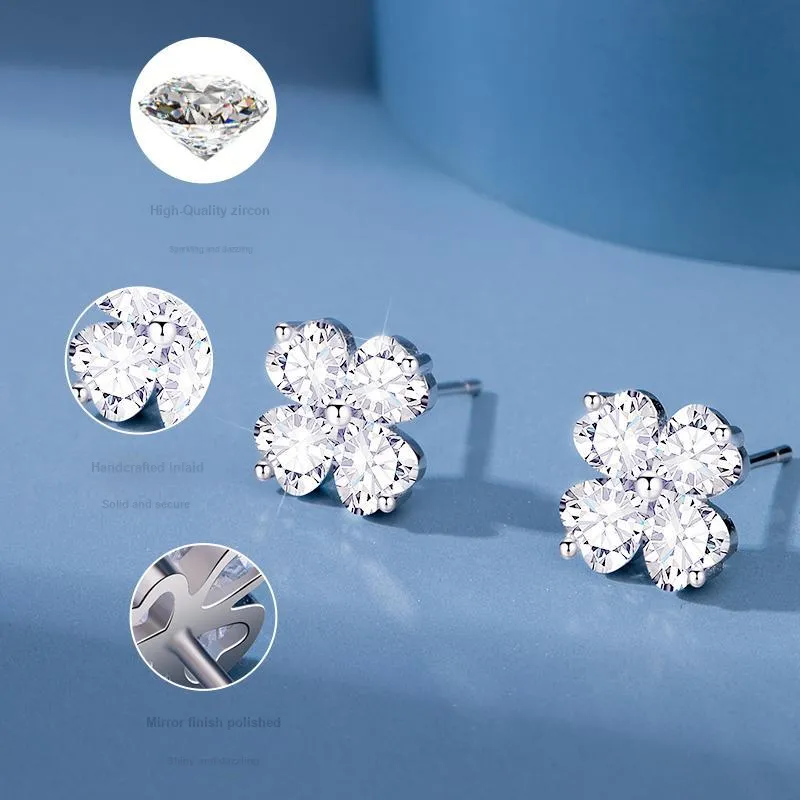 MOLADY S925 Silver Stud Earrings Women's-3