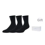 Milk White Blue Box+3 Pack (Black-Crew Socks)