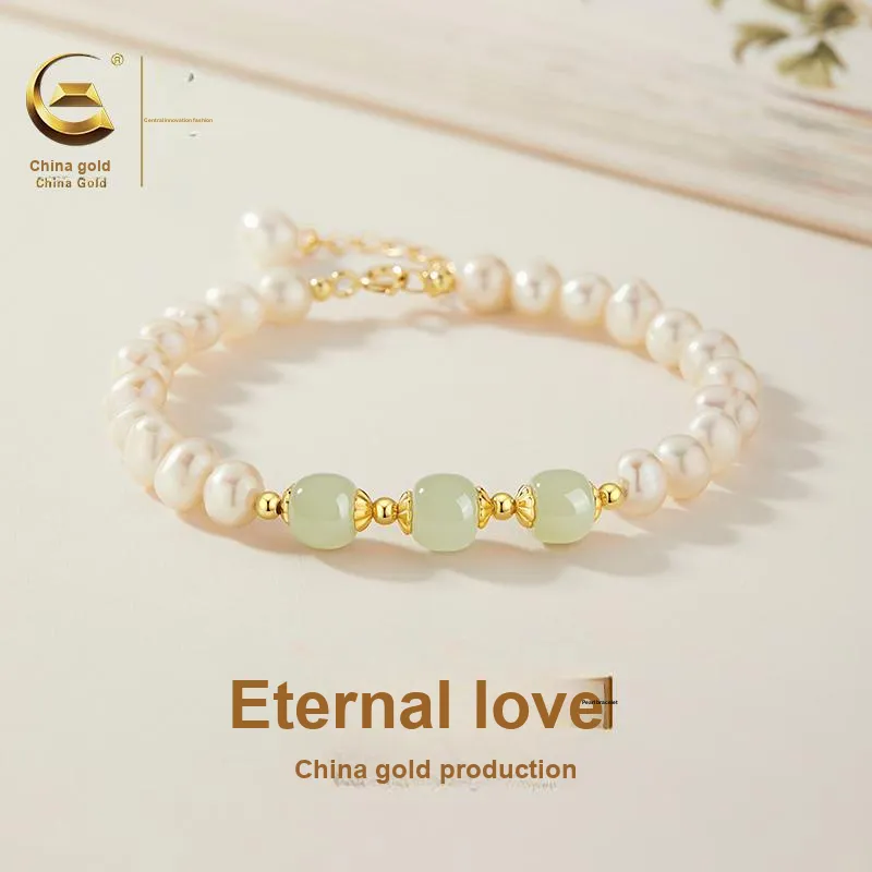 Central Fashion Hetian Jade Bracelets Green Jade Women's-2