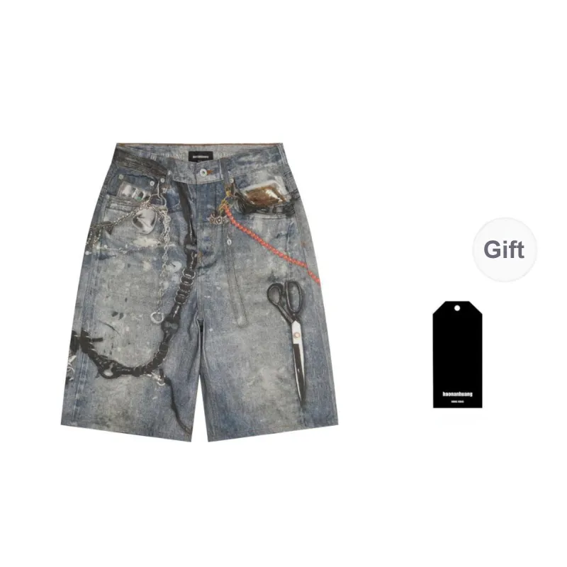Haonanhuang Denim Shorts Unisex-0
