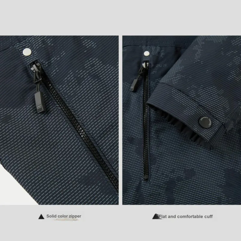HLA Jackets Men Navy Blue Pattern G0-4