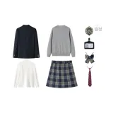 Dark Blue Suit+Berlin Spring Check Skirt, Comes with Free Light Gray Cardigan+Shirt+Dust Bag+Small Item