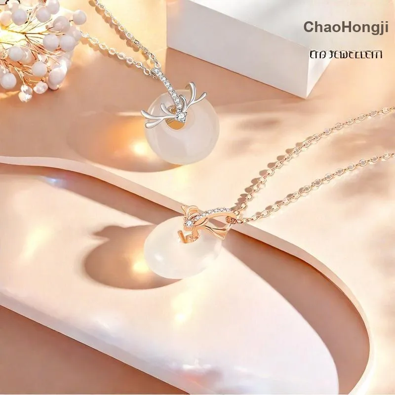 CHAOHONGJI Natural Chalcedony Necklaces Women's-3