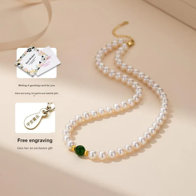 QLADY Pearl Gold Necklace Women's-2