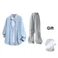 Light Blue+Gray Pants (with 1 White T-Shirt Included)