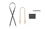 Black Shoulder Strap 1.1cm Width 94-114cm+Decorative Chain 30cm[Recommended for Cross-Body Bag]