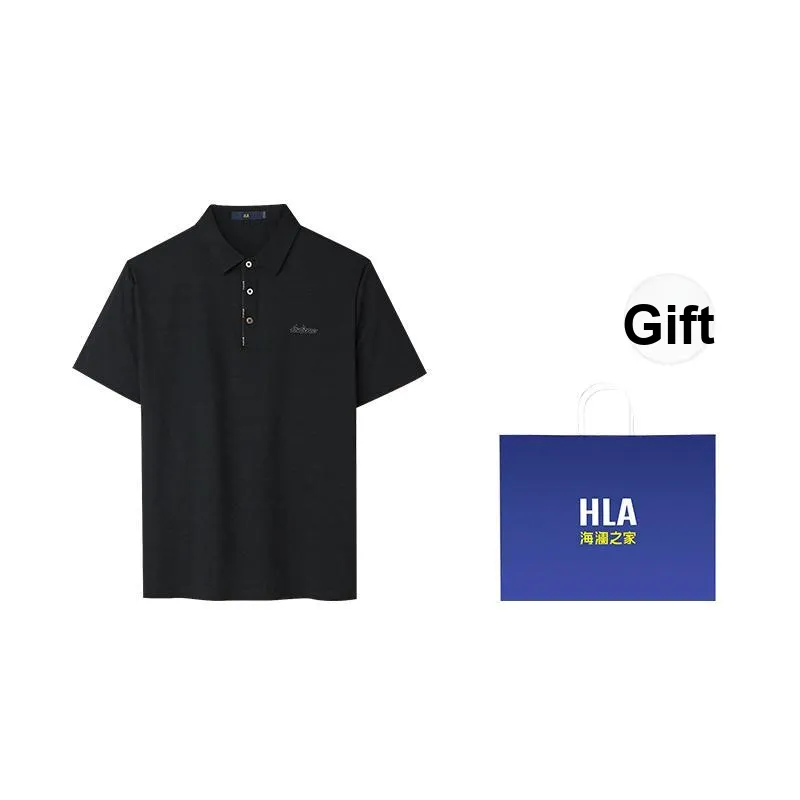 HLA Polo Shirt Men's Black Pattern B5-3