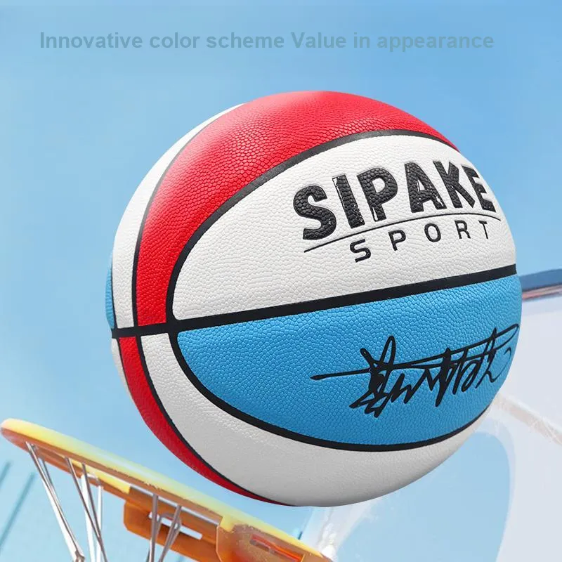 SIPAKESPORT PU Basketball Red Blue White Size 7 Ball Training Unisex-3