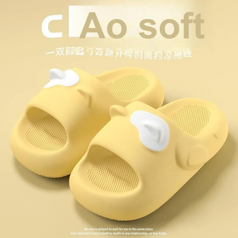 JINGEYU Cute Kitten 3D Effect Trendy Ear Slippers, Home Stripes Platform Slip Resistant-3
