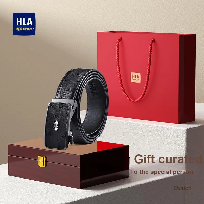 HLA Cow Leather Belts Men's 3.5cm-1