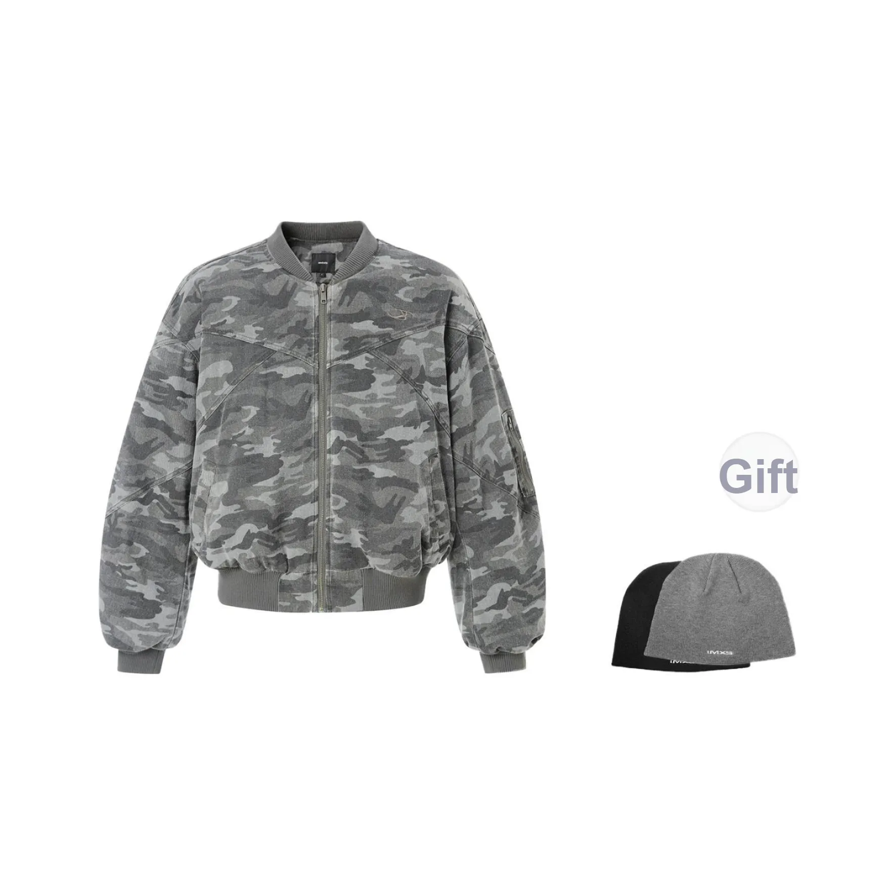 IMXS Хлопковый пуховик унисекс серый камуфляж