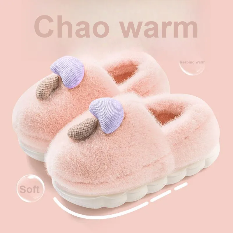Foot Recreation Winter Home Cartoon Cute Mushroom Warm Comfortable Cotton Slippers Couple Same Style Home Slippers-16