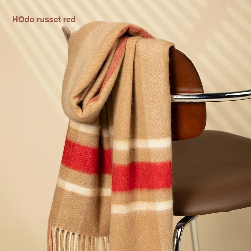 Red Bean 30% Cashmere 70% Wool Knit Scarves Women's-18